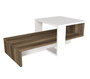 Hanah Home Mesa de Centro Escandinava Blanca y Nogal con Almacenamiento 80x43.6x32.6 cm